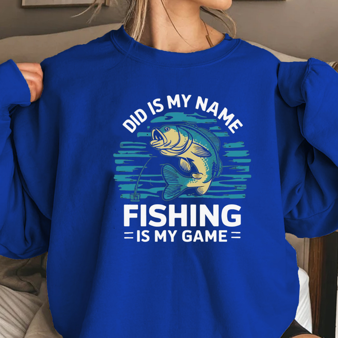 Crewneck Sweatshirt, Retro Surf Fish Graphic, Vintage Angler Pullover, Outdoor Adventure Shirt, Fisherman Gift, Relaxing Hobby Tee