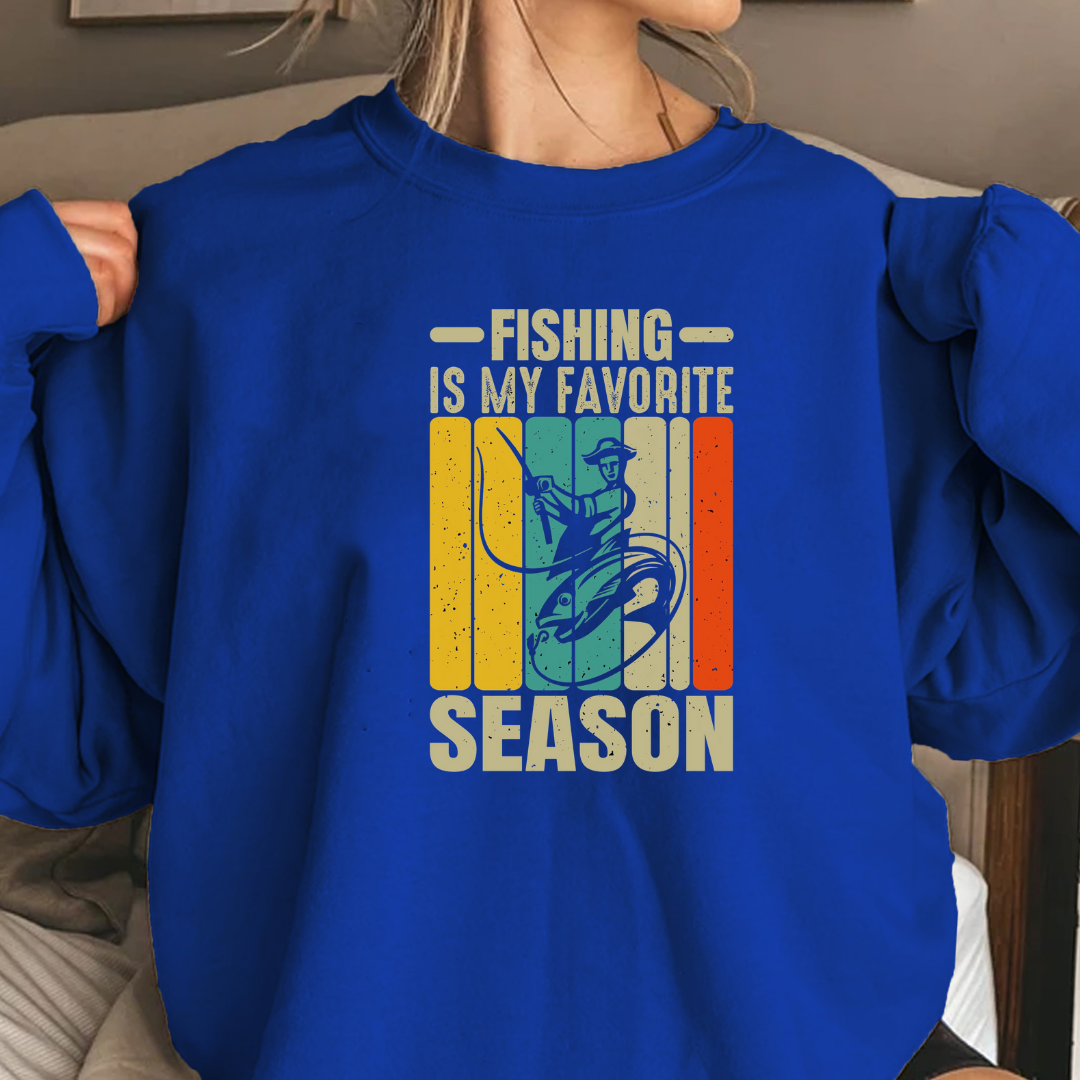 Fishing Is My Favorite Season Sweatshirt, Retro Angler Crewneck, Funny Fishing Pullover, Outdoor Adventure Shirt, Fisherman Gift Tee