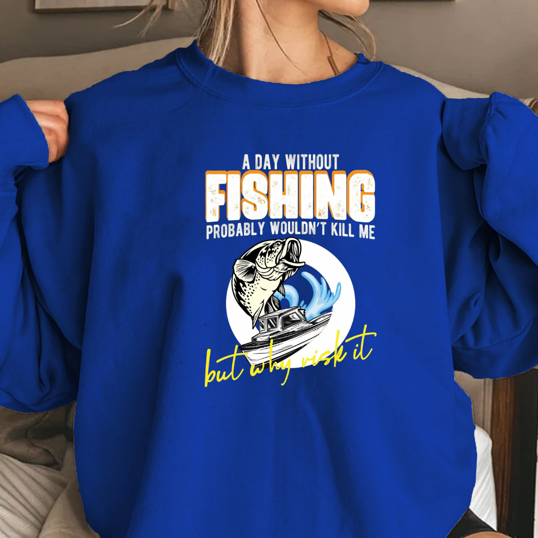 Fishing Bass Crewneck Sweatshirt, Retro Fish Graphic "Fishing All Night", Vintage Angler Pullover, Outdoor Adventure Shirt, Fisherman Gift Tee