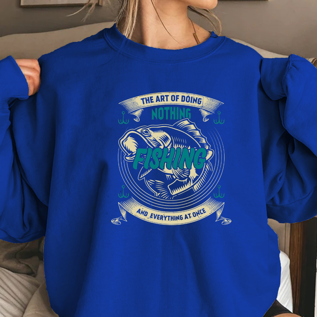 Fishing Crewneck Sweatshirt, Retro "Nothing Beats Fishing" Graphic, Vintage Angler Pullover, Outdoor Adventure Shirt, Fisherman Gift Tee