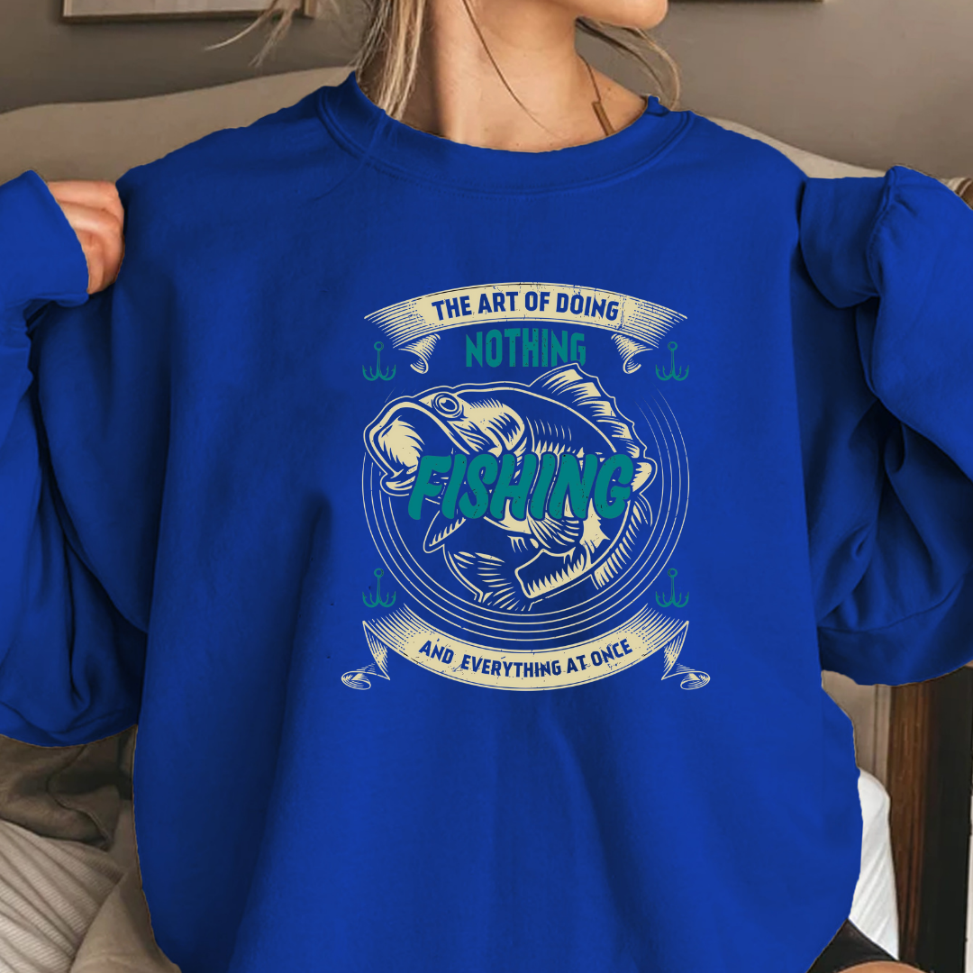 Fishing Crewneck Sweatshirt, Retro "Nothing Beats Fishing" Graphic, Vintage Angler Pullover, Outdoor Adventure Shirt, Fisherman Gift Tee