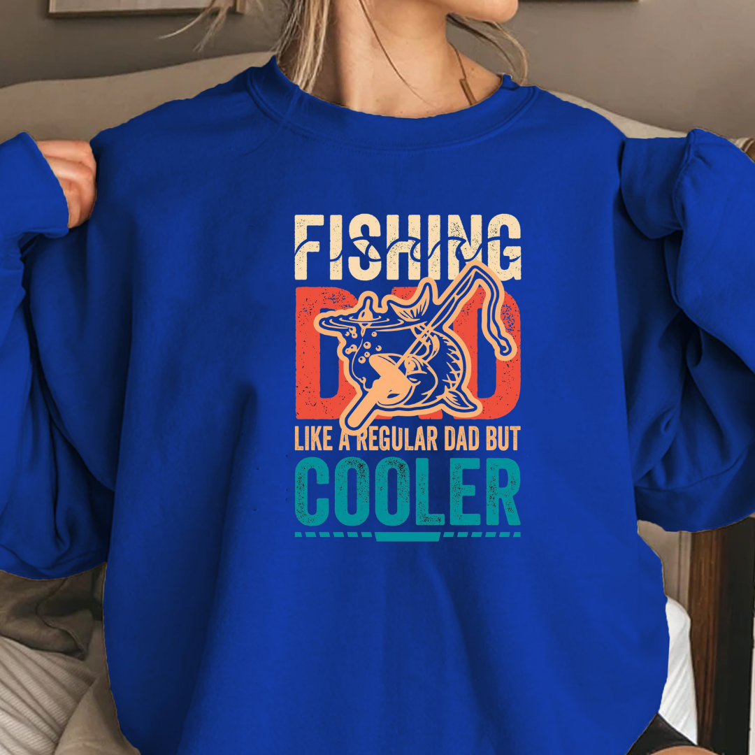 Fishing Dad Crewneck Sweatshirt, "Fishing Dad: Like a Regular Dad but Cooler" Retro Shirt, Funny Father’s Day Gift, Angler Pullover Tee