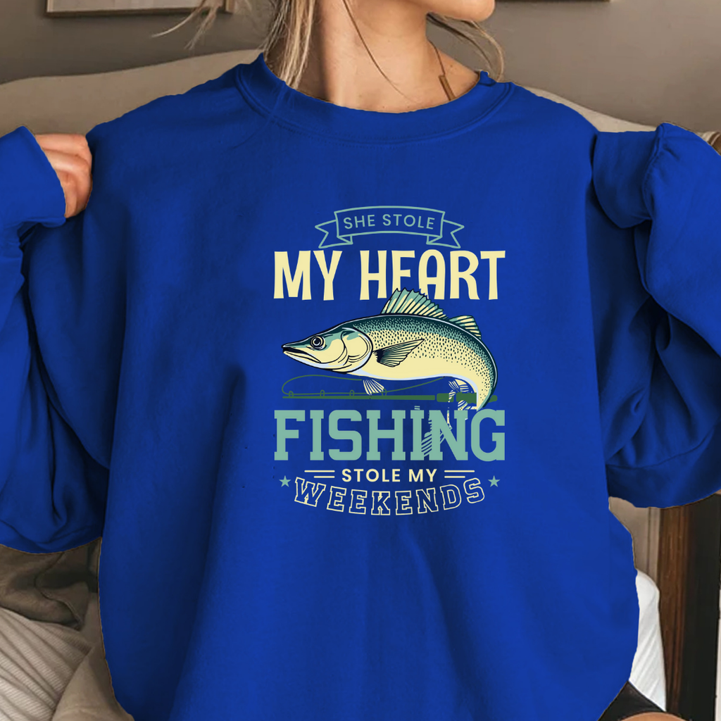 Fishing Crewneck Sweatshirt, My Happy Place Fishing Graphic, Angler Gift, Outdoor Adventure Pullover, Relaxing Hobby Shirt, Fisherman Tee