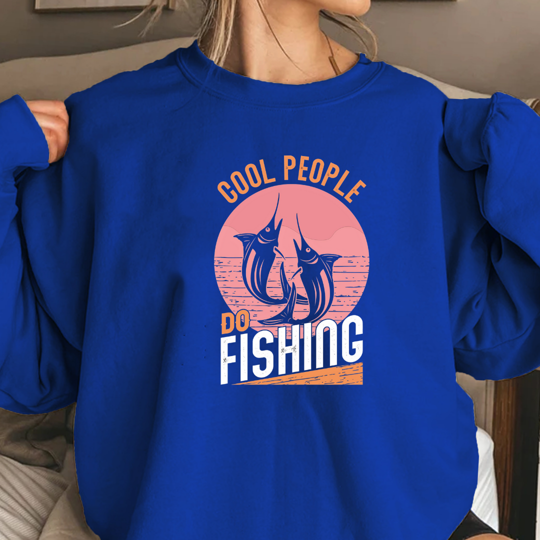 Crewneck Sweatshirt, "Cool People Don't" Retro Campfire Graphic, Funny Outdoor Pullover, Cozy Unisex Shirt, Adventure Gift, Casual Tee