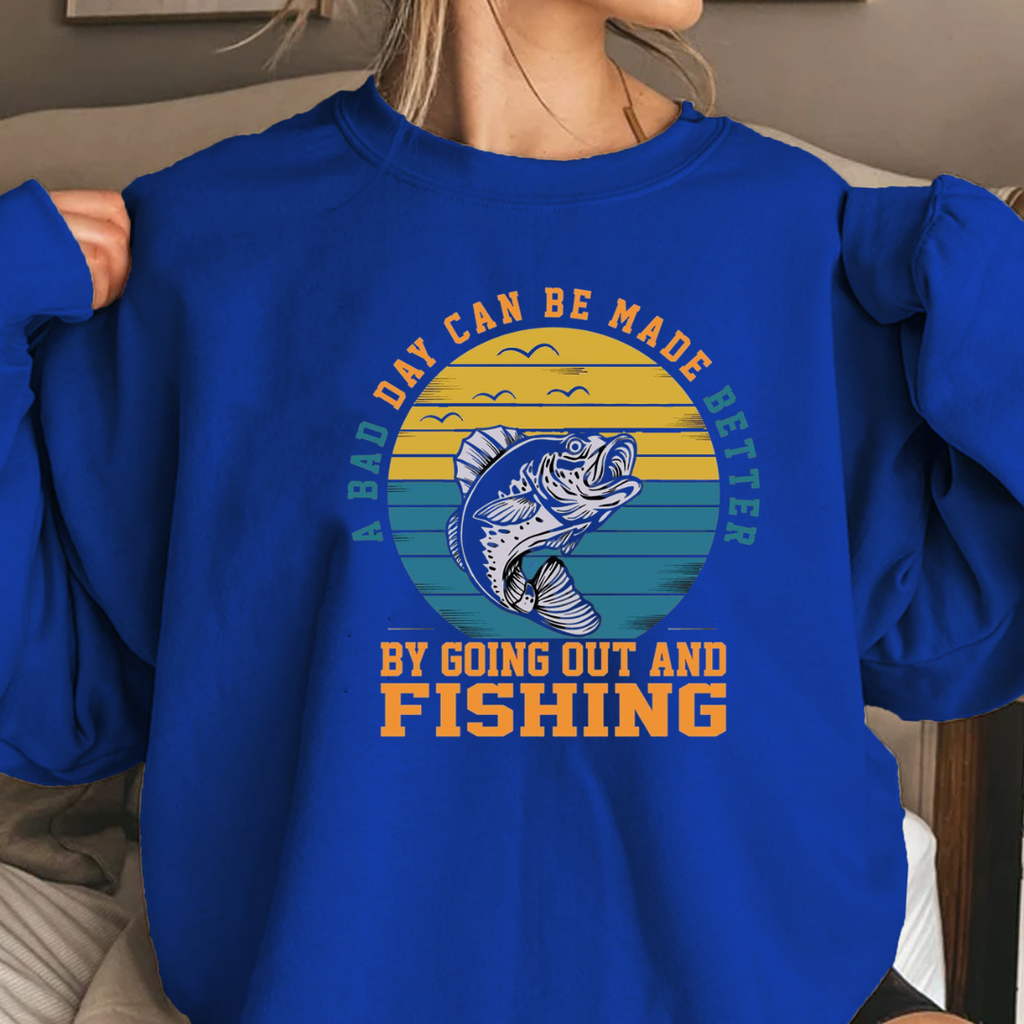 Fishing Crewneck Sweatshirt, "If I Had More Time I’d Be Fishing" Retro Fish Graphic, Funny Angler Pullover, Outdoor Adventure Shirt, Fisherman Gift Tee