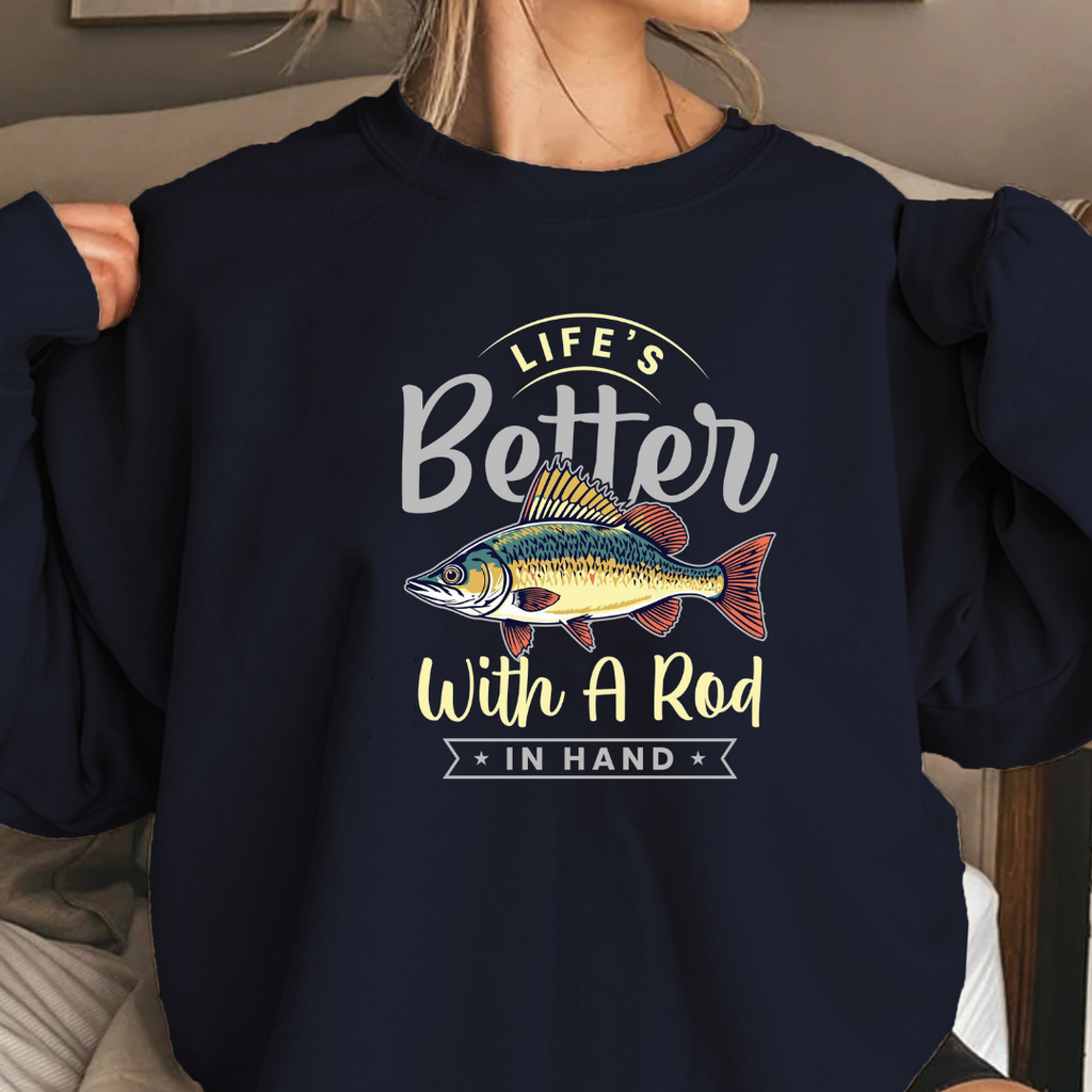 Crewneck Sweatshirt, "Better Than Bait" Fish Graphic, Fishing Lover Gift, Funny Angler Pullover, Outdoor Adventure Shirt, Fisherman Tee