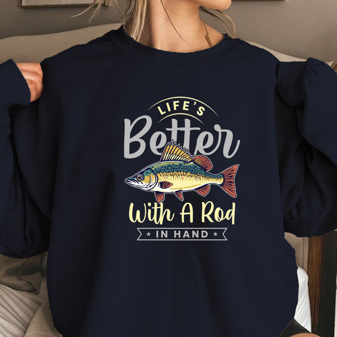 Crewneck Sweatshirt, "Better Than Bait" Fish Graphic, Fishing Lover Gift, Funny Angler Pullover, Outdoor Adventure Shirt, Fisherman Tee