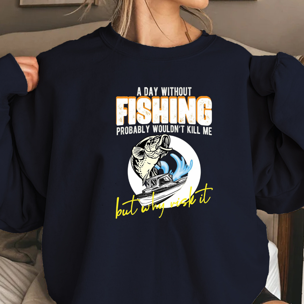 Fishing Bass Crewneck Sweatshirt, Retro Fish Graphic "Fishing All Night", Vintage Angler Pullover, Outdoor Adventure Shirt, Fisherman Gift Tee