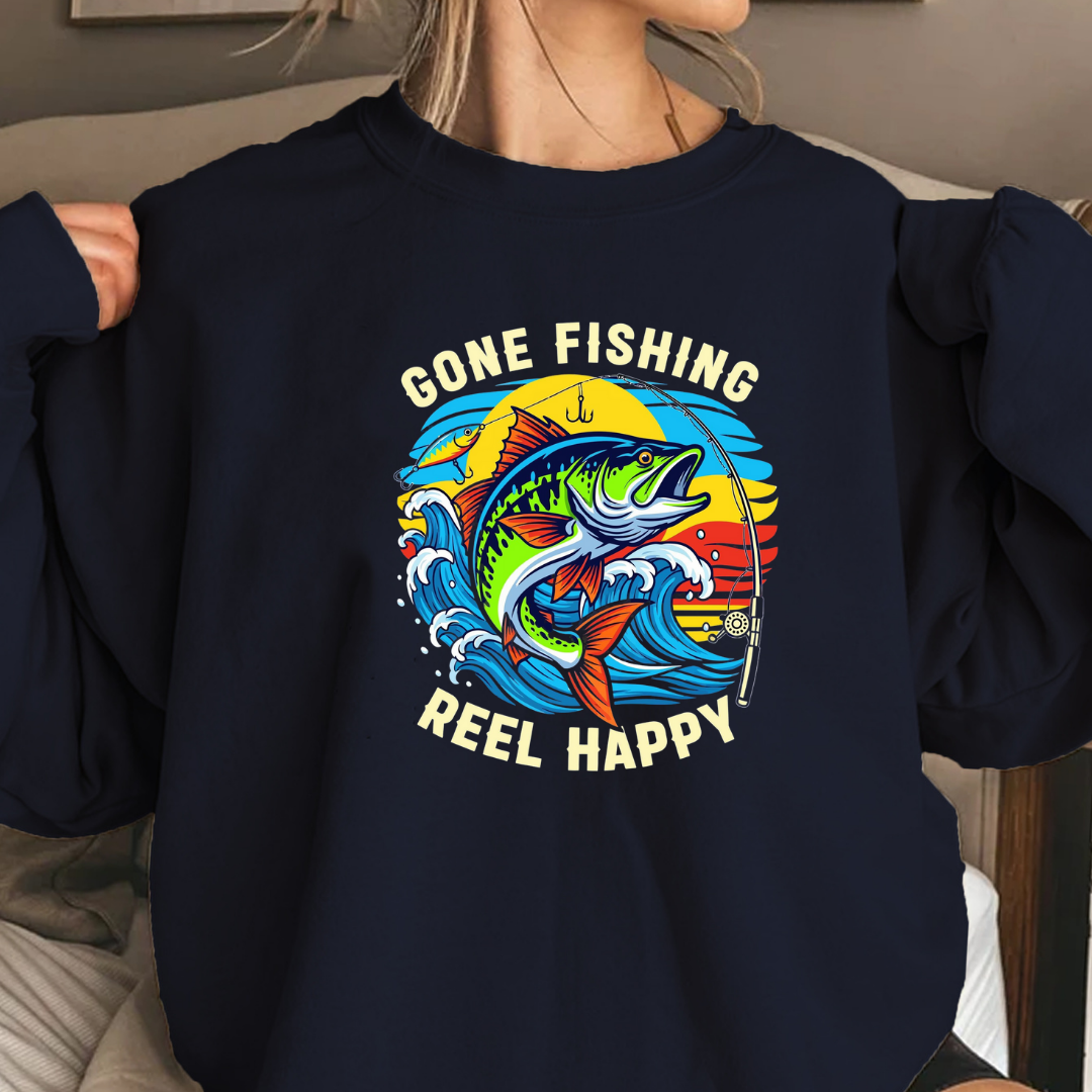 Crewneck Sweatshirt, Colorful Marlin Fishing Sunset Graphic, Vibrant Angler Pullover, Outdoor Adventure Shirt, Fisherman Gift, Retro Ocean Tee
