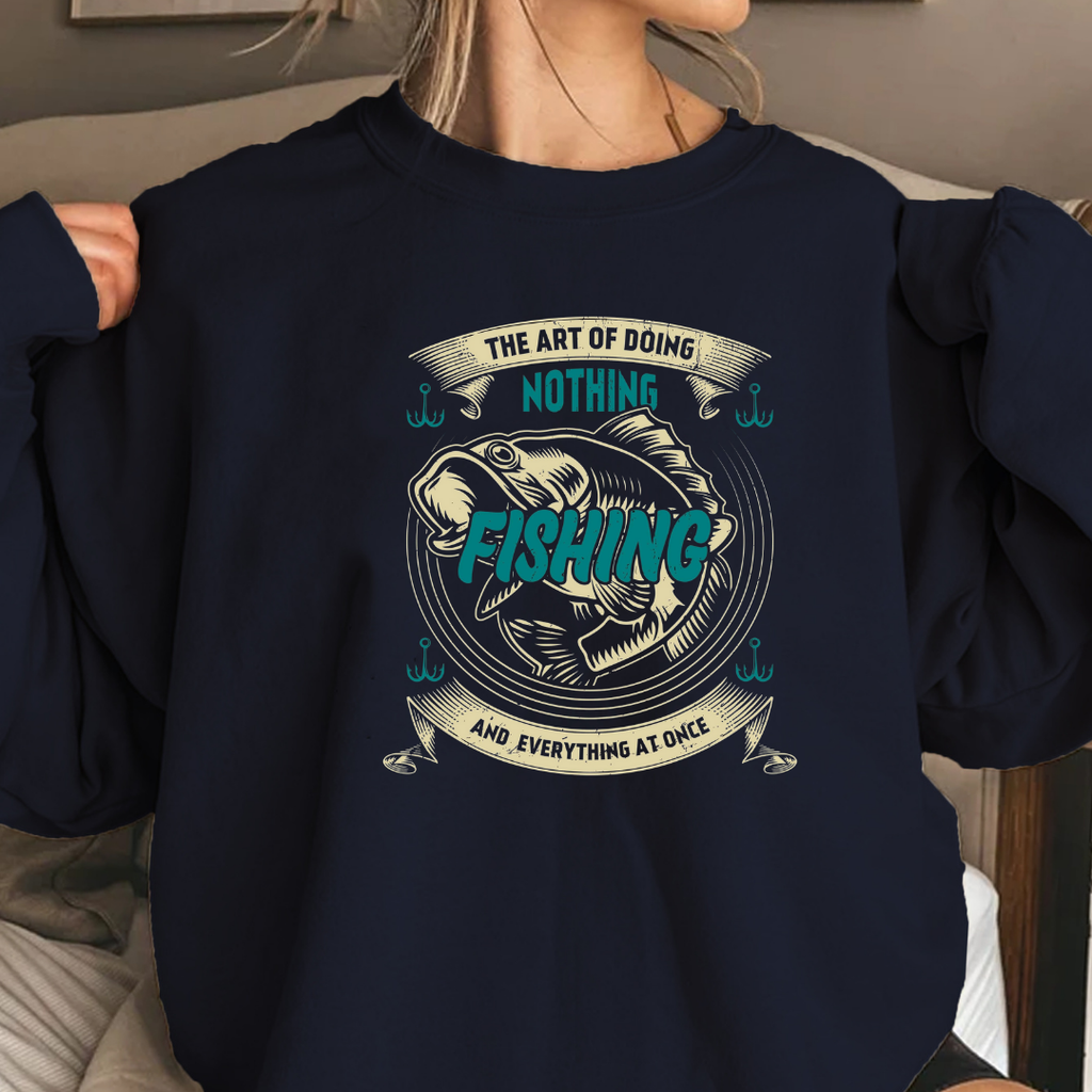 Fishing Crewneck Sweatshirt, Retro "Nothing Beats Fishing" Graphic, Vintage Angler Pullover, Outdoor Adventure Shirt, Fisherman Gift Tee