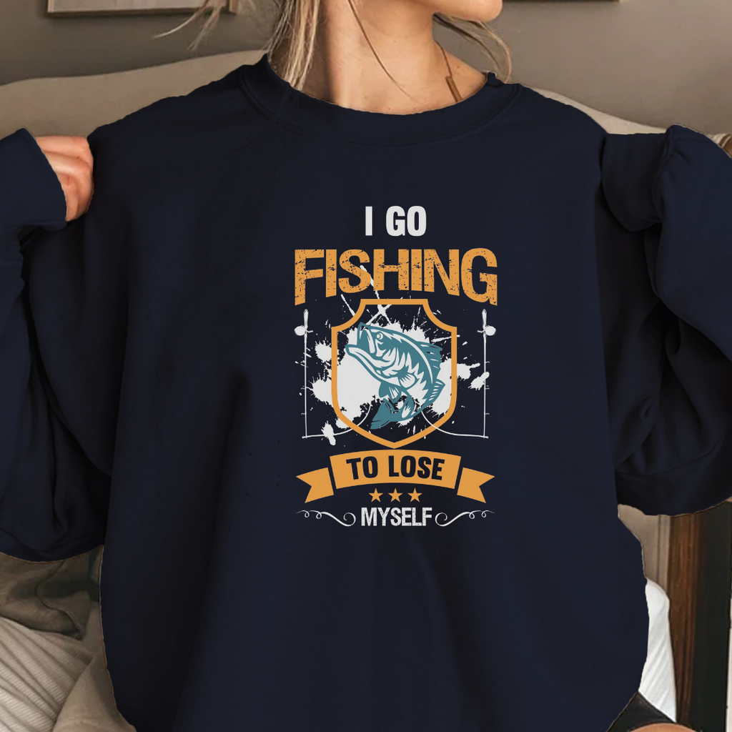Fishing Crewneck Sweatshirt, "I Go Fishing So I Don't" Retro Angler Pullover, Funny Fishing Shirt, Outdoor Adventure Apparel, Fisherman Gift Tee