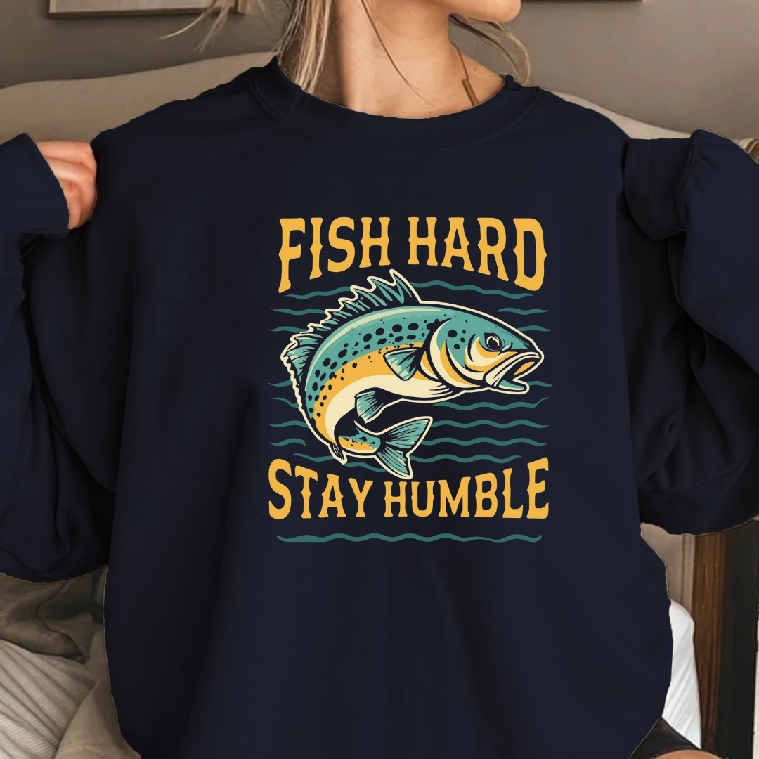 Fishing Crewneck Sweatshirt, Vintage Bass Graphic, Retro Angler Pullover, Outdoor Adventure Shirt, Fisherman Gift, Relaxing Hobby Tee
