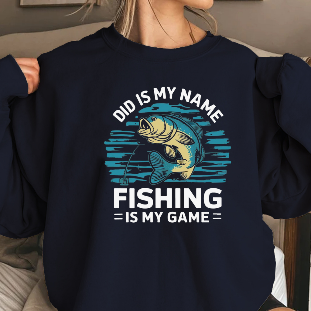 Crewneck Sweatshirt, Retro Surf Fish Graphic, Vintage Angler Pullover, Outdoor Adventure Shirt, Fisherman Gift, Relaxing Hobby Tee