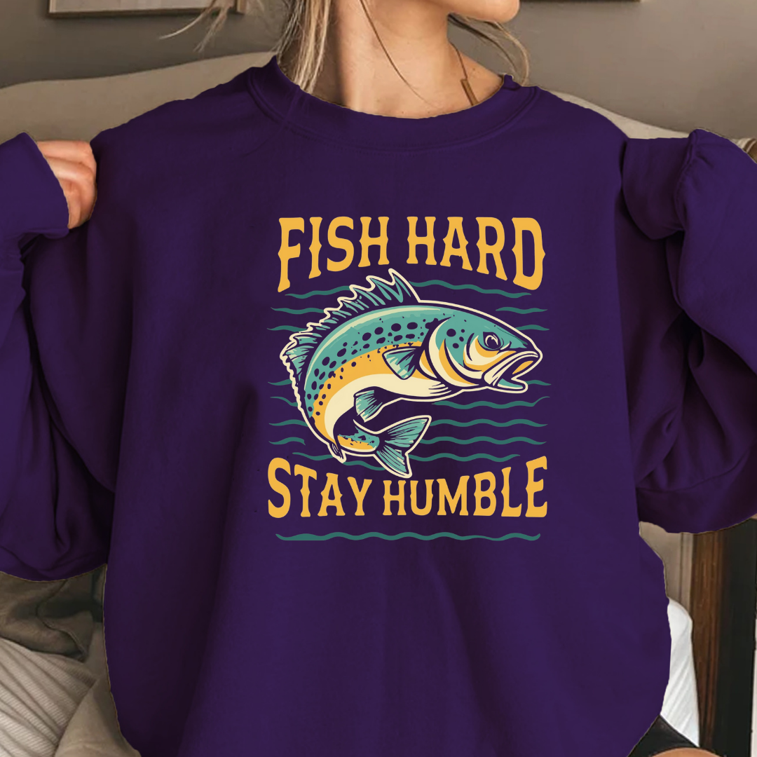 Fishing Crewneck Sweatshirt, Vintage Bass Graphic, Retro Angler Pullover, Outdoor Adventure Shirt, Fisherman Gift, Relaxing Hobby Tee