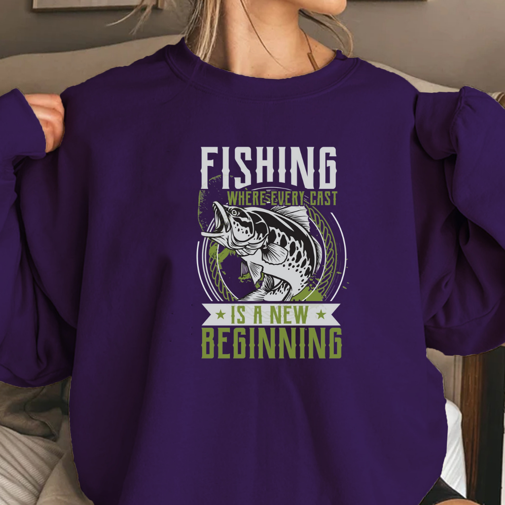 Fishing Is Never Just A Hobby Crewneck Sweatshirt, "Fishing Isn't Just A Hobby, It's A New Beginning" Graphic, Angler Pullover, Fisherman Gift Tee