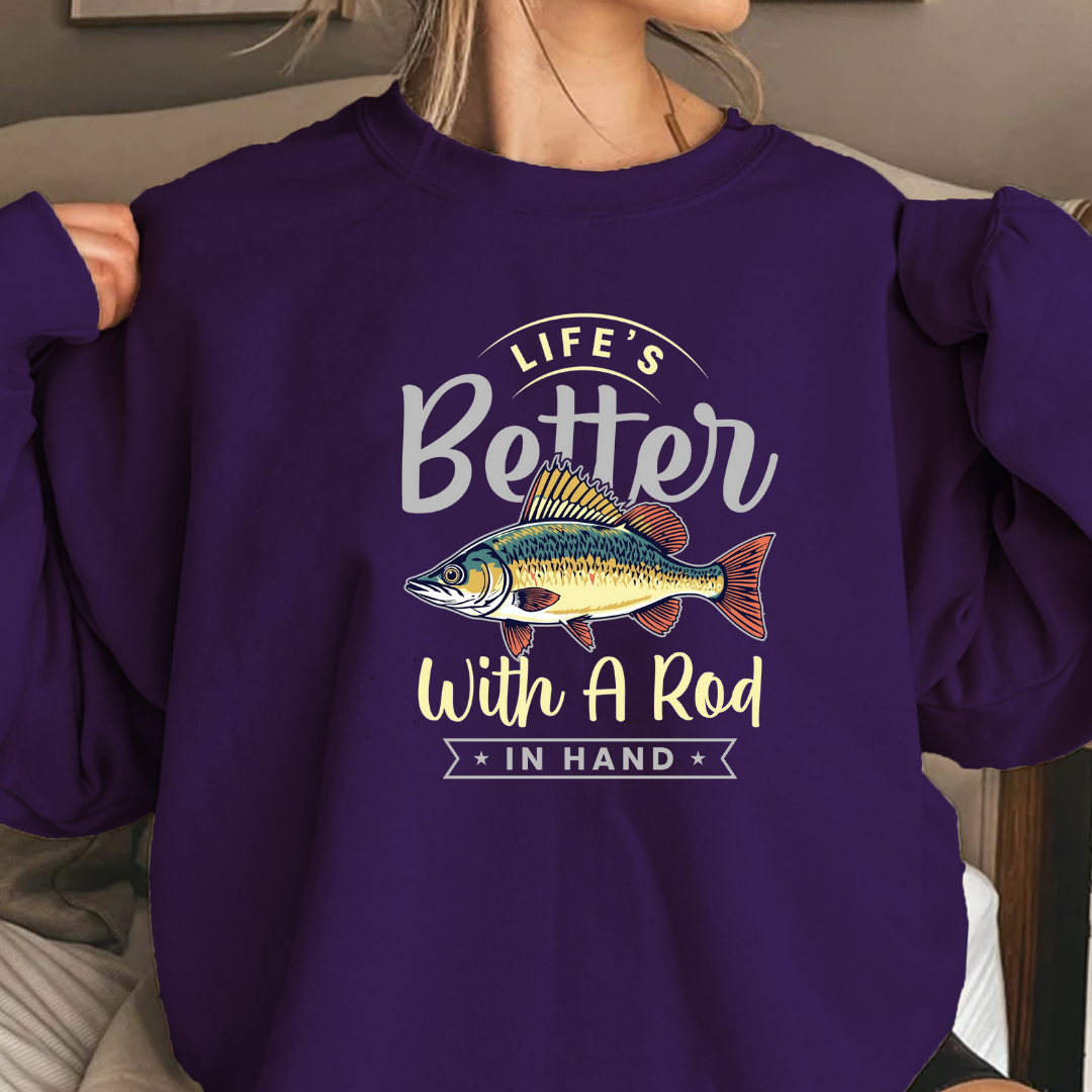 Crewneck Sweatshirt, "Better Than Bait" Fish Graphic, Fishing Lover Gift, Funny Angler Pullover, Outdoor Adventure Shirt, Fisherman Tee