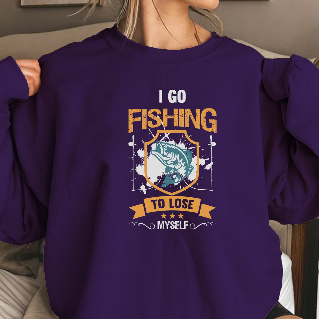 Fishing Crewneck Sweatshirt, "I Go Fishing So I Don't" Retro Angler Pullover, Funny Fishing Shirt, Outdoor Adventure Apparel, Fisherman Gift Tee