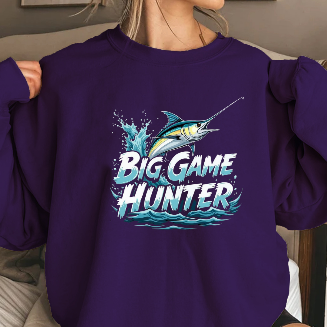 Marlin Waves Crewneck Sweatshirt, Ocean Fishing Graphic, Coastal Angler Pullover, Retro Sea Life Shirt, Fisherman Gift, Outdoor Adventure Tee