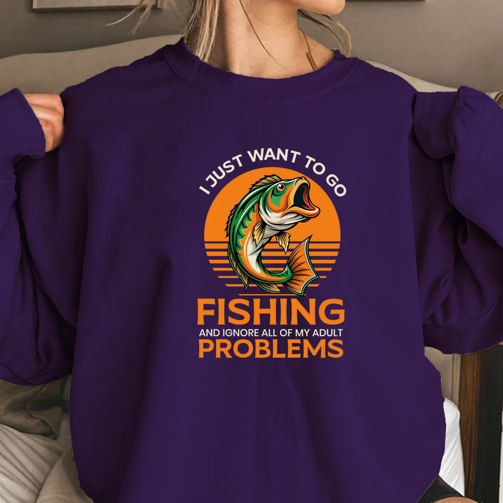 Fishing Problems Sweatshirt, Funny Angler Crewneck, Outdoor Adventure Pullover, Fisherman Gift, Relaxing Hobby Graphic Tee