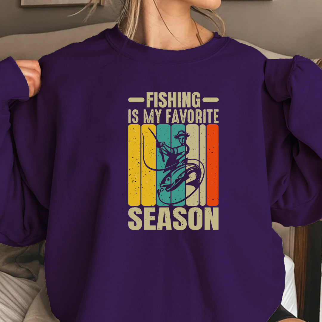 Fishing Is My Favorite Season Sweatshirt, Retro Angler Crewneck, Funny Fishing Pullover, Outdoor Adventure Shirt, Fisherman Gift Tee