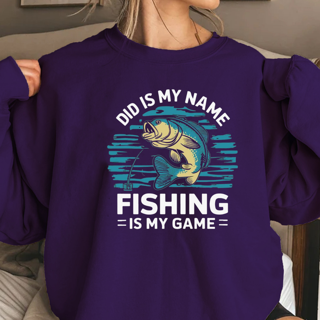 Crewneck Sweatshirt, Retro Surf Fish Graphic, Vintage Angler Pullover, Outdoor Adventure Shirt, Fisherman Gift, Relaxing Hobby Tee