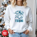 Fishing Crewneck Sweatshirt, "Spend My Life Fishing" Graphic Pullover, Funny Angler Shirt, Outdoor Adventure Apparel, Fisherman Gift Tee