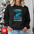 Fishing Happiness Crewneck Sweatshirt, Retro Marlin Graphic, Angler Pullover, Outdoor Adventure Shirt, Fisherman Gift, Relaxing Hobby Tee