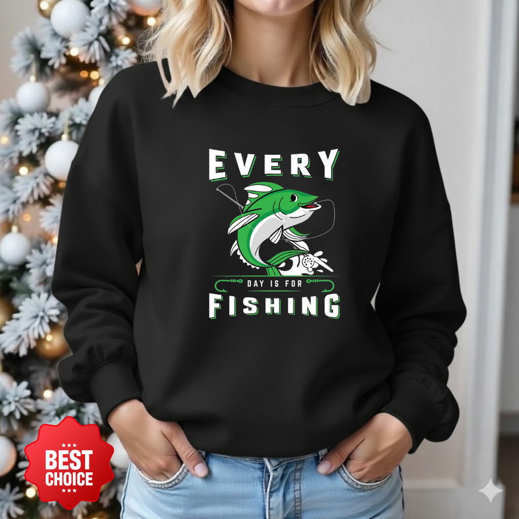 Fishing Crewneck Sweatshirt, Retro Jumping Fish Graphic, Vintage Angler Pullover, Outdoor Adventure Shirt, Fisherman Gift, Fishing Hobby Tee