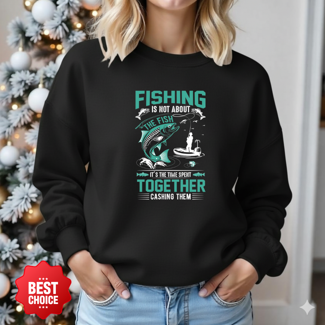 Fishing Together Crewneck Sweatshirt, Matching Couples/Family Fishing Shirt, Funny Angler Pullover, Outdoor Adventure Gift, Fisherman Tee