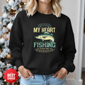 Fishing Crewneck Sweatshirt, My Happy Place Fishing Graphic, Angler Gift, Outdoor Adventure Pullover, Relaxing Hobby Shirt, Fisherman Tee