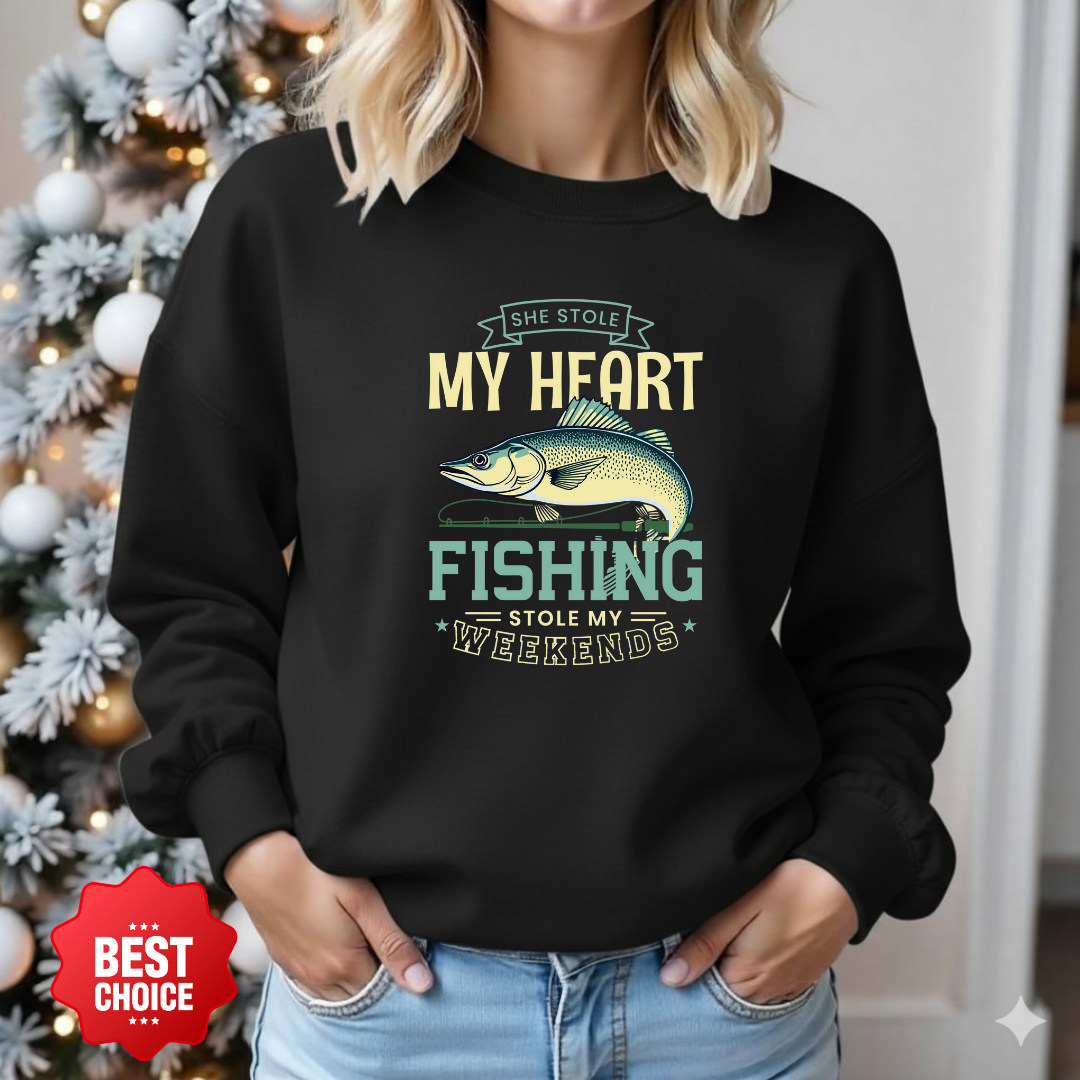 Fishing Crewneck Sweatshirt, My Happy Place Fishing Graphic, Angler Gift, Outdoor Adventure Pullover, Relaxing Hobby Shirt, Fisherman Tee