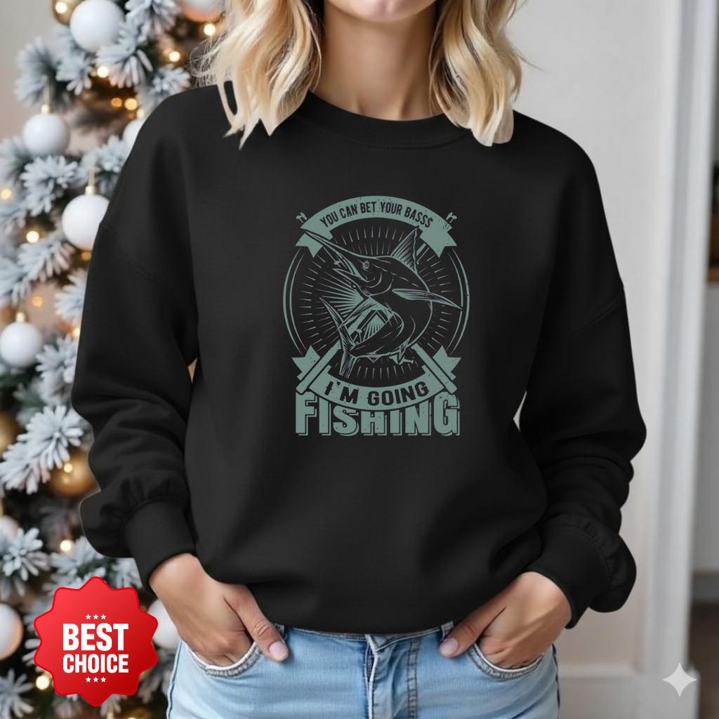 Fishing Crewneck Sweatshirt, Vintage “Gone Fishing” Graphic, Retro Angler Pullover, Outdoor Adventure Shirt, Fisherman Gift, Relaxing Hobby Tee
