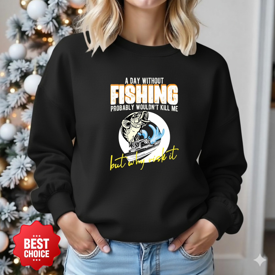 Fishing Bass Crewneck Sweatshirt, Retro Fish Graphic "Fishing All Night", Vintage Angler Pullover, Outdoor Adventure Shirt, Fisherman Gift Tee