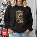 Fishing Sweatshirt, "My Mission Is Going Fishing" Crewneck, Funny Angler Pullover, Outdoor Adventure Shirt, Fisherman Gift, Relaxing Hobby Tee