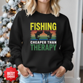 Fishing Therapy Crewneck Sweatshirt, Retro Lake Angler Graphic, Funny Angler Pullover, Outdoor Adventure Shirt, Fisherman Gift, Relaxing Hobby Tee