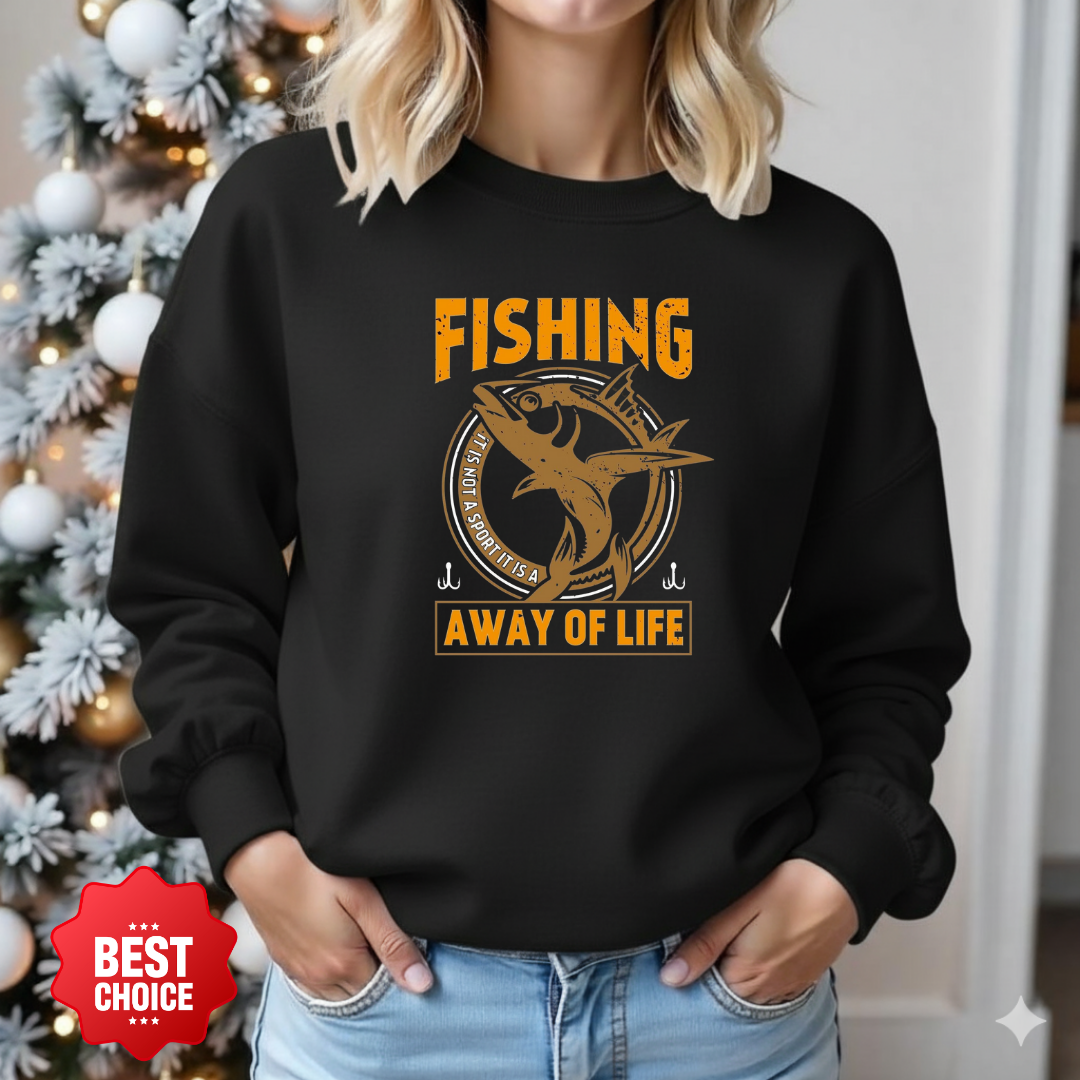 Fishing Crewneck Sweatshirt - "Fishing: A Way of Life" Graphic