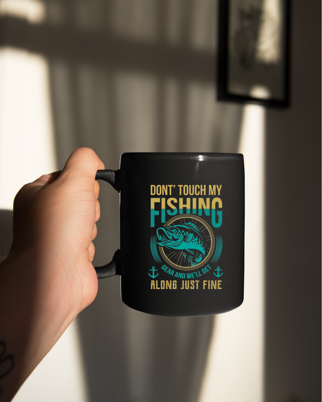 Fishing Graphic Sweatshirt, "Don’t Touch My Fishing, Alone But Fine" Cozy Crewneck, Funny Angler Pullover, Outdoor Adventure Shirt, Gift Tee
