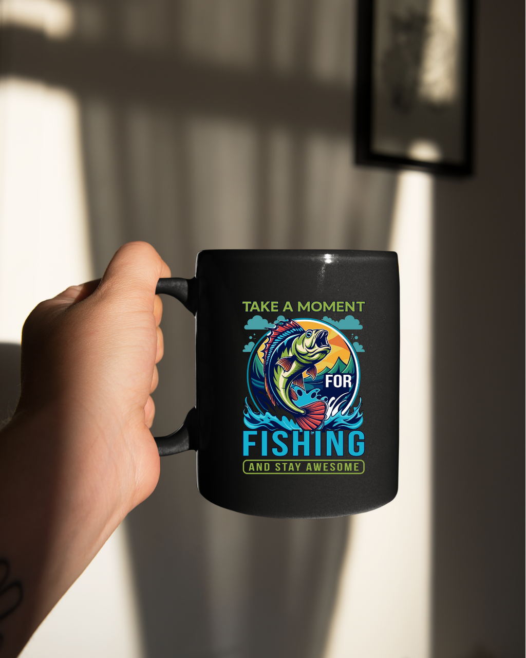 Fishing Crewneck Sweatshirt, "Take a Moment for Fishing" Graphic, Angler Gift, Outdoor Adventure Pullover, Relaxing Hobby Shirt