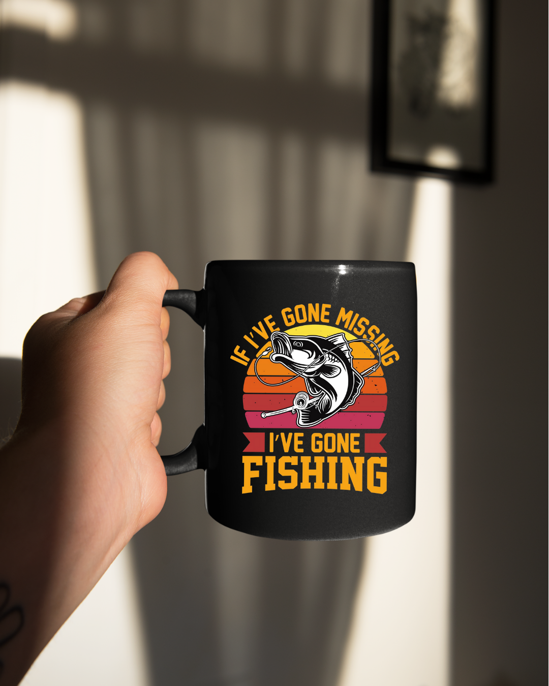 Fishing Crewneck Sweatshirt, "If I’ve Gone Missing I’ve Gone Fishing" Retro Bass Design, Funny Angler Shirt, Outdoor Pullover, Fisherman Gift