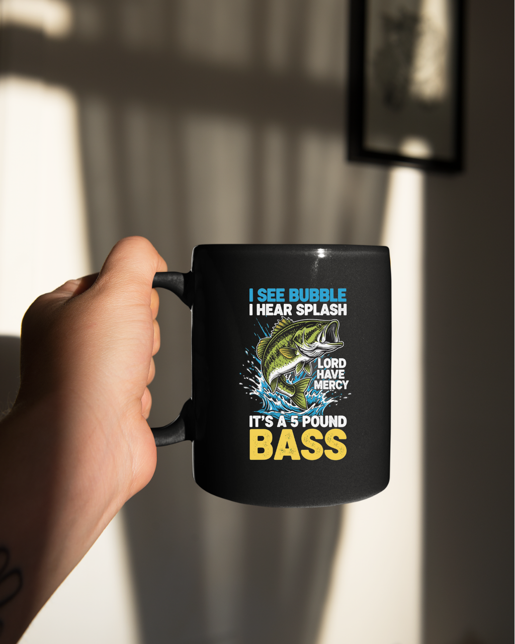 Bass Fishing Crewneck Sweatshirt, "I See Bubble Bass" Graphic, Funny Angler Shirt, Outdoor Adventure Pullover, Fisherman Gift, Retro Fishing Tee