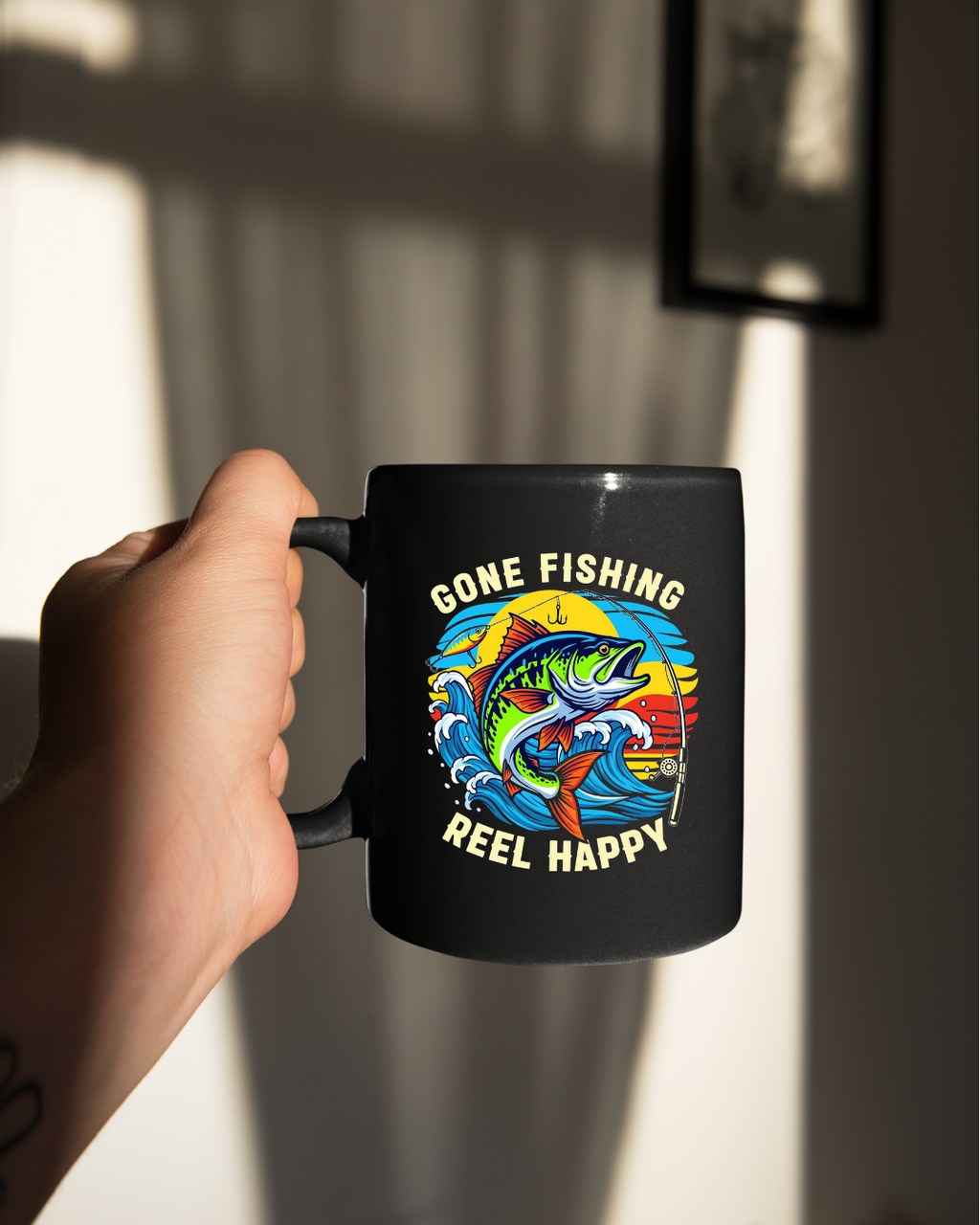 Crewneck Sweatshirt, Colorful Marlin Fishing Sunset Graphic, Vibrant Angler Pullover, Outdoor Adventure Shirt, Fisherman Gift, Retro Ocean Tee