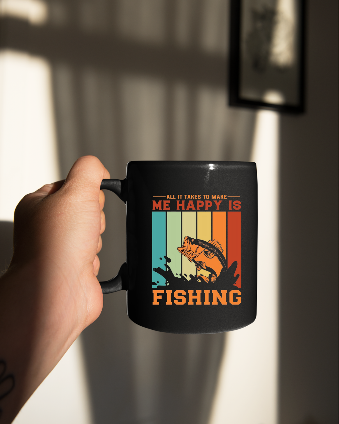 Fishing Crewneck Sweatshirt, "Me Happy Is Fishing" Retro Fish Design, Funny Angler Pullover, Outdoor Adventure Shirt, Fisherman Gift Tee