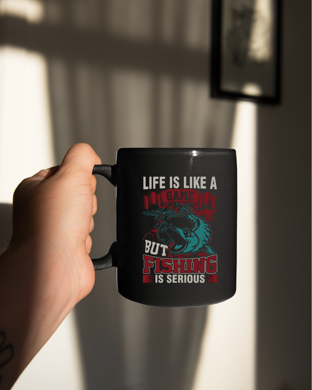 Fishing Crewneck Sweatshirt, "Life Is Like A Game But Fishing Is Serious" Graphic, Funny Angler Shirt, Outdoor Adventure Pullover, Fisherman Gift