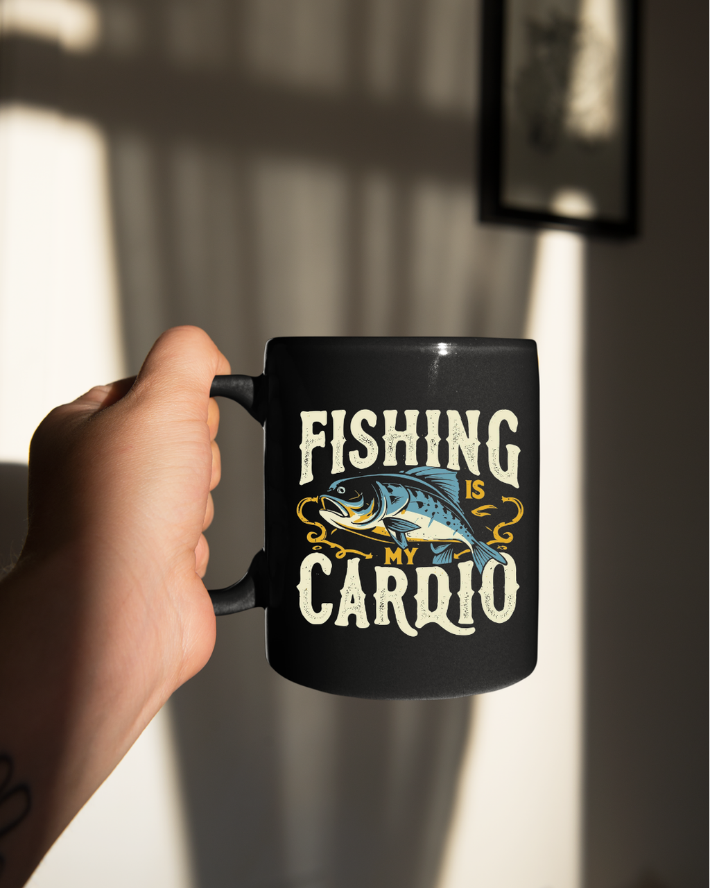 Fishing Is My Cardio Crewneck Sweatshirt, Funny Angler Shirt, Outdoor Adventure Pullover, Fisherman Gift, Relaxing Hobby Graphic Tee