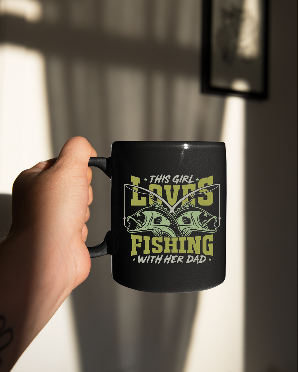 Fishing Crewneck Sweatshirt, “This Girl Loves Fishing With Her Dad” Graphic, Cute Angler Pullover, Father-Daughter Fishing Shirt, Fisherman Gift Tee