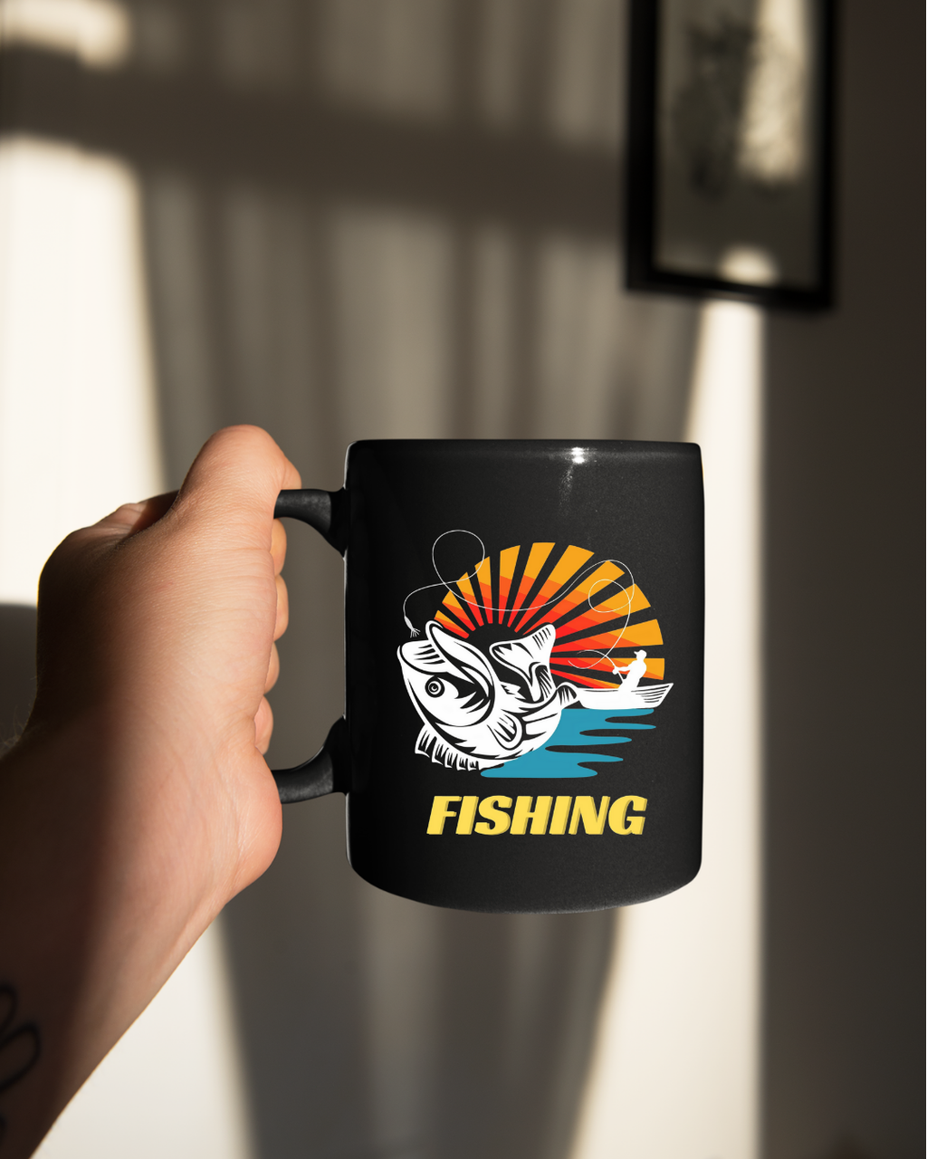 Fishing Sunset Crewneck Sweatshirt, Retro Angler Graphic Pullover, Outdoor Adventure Shirt, Vintage Fishing Gift, Relaxing Hobby Tee