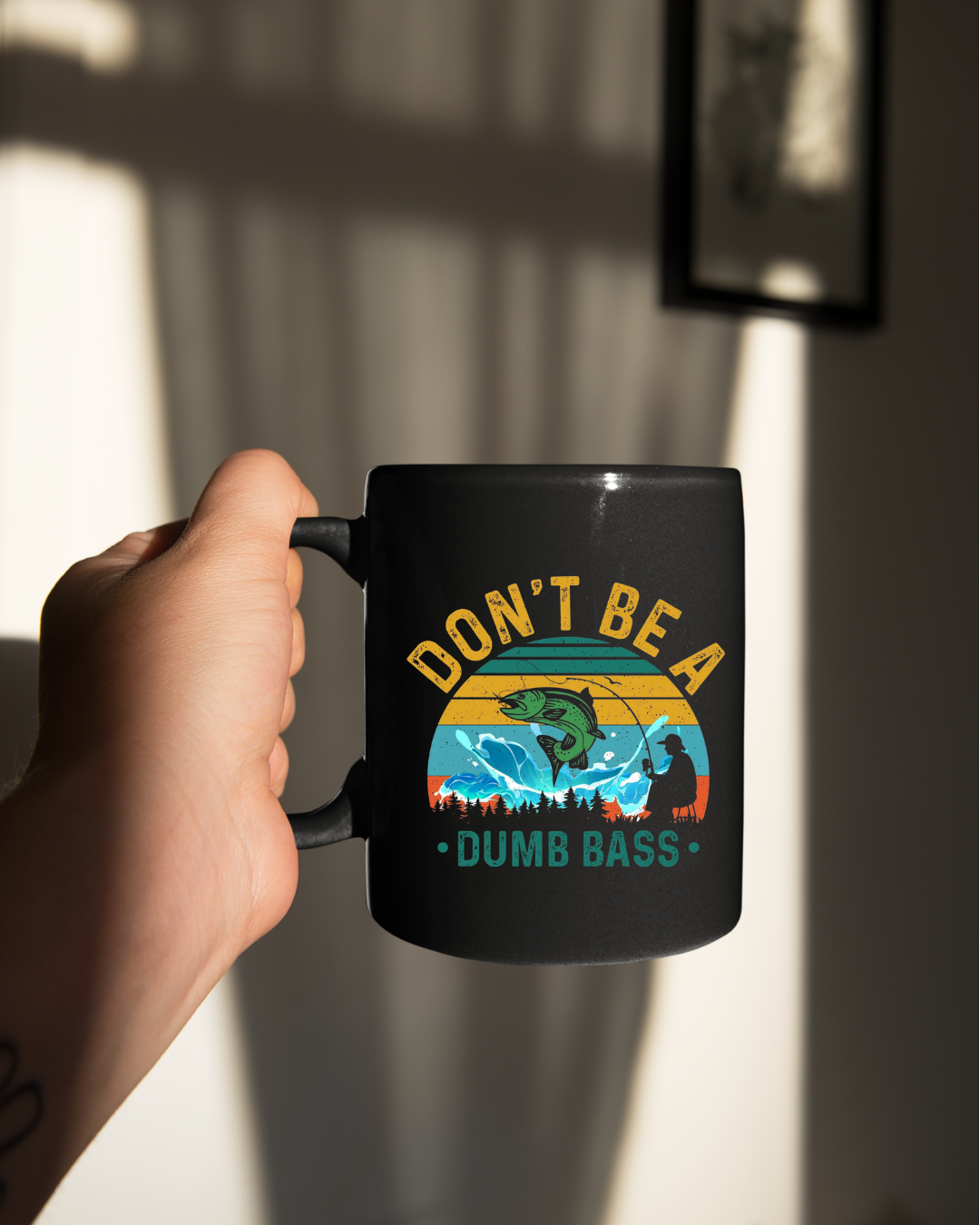 Crewneck Sweatshirt, "Don't Be a Dumb Bass" Vintage Fishing Graphic, Funny Angler Pullover, Outdoor Adventure Shirt, Fisherman Gift Tee