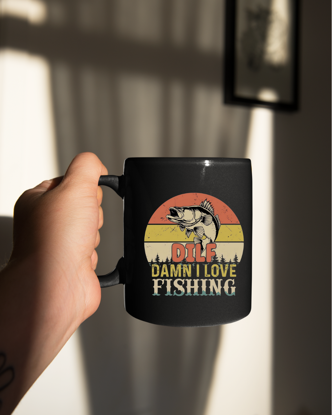 Fishing Sweatshirt, "DILF – Damn I Love Fishing" Retro Bass Crewneck, Funny Angler Shirt, Outdoor Adventure Pullover, Fisherman Gift Tee