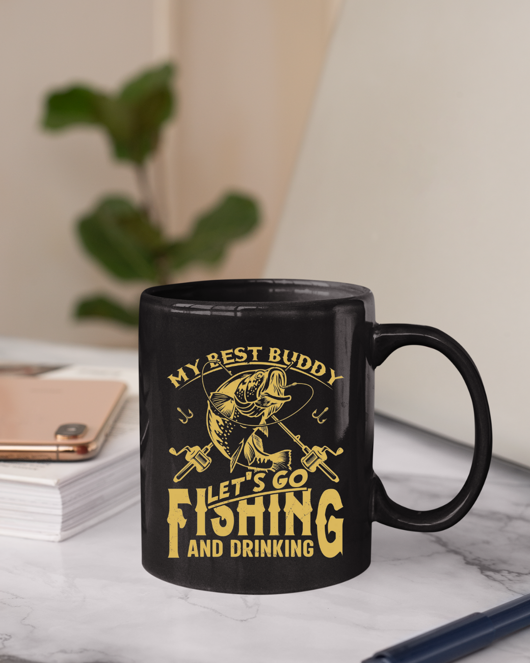 Fishing Crewneck Sweatshirt, "My Best Buddy Let's Go Fishing and Drinking" Graphic, Funny Angler Pullover, Outdoor Adventure Shirt, Fisherman Gift Tee