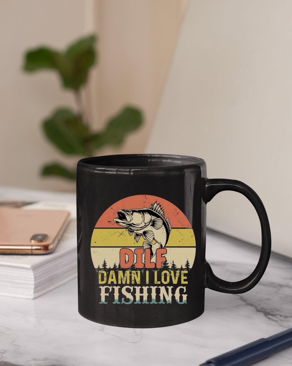 Fishing Sweatshirt, "DILF – Damn I Love Fishing" Retro Bass Crewneck, Funny Angler Shirt, Outdoor Adventure Pullover, Fisherman Gift Tee